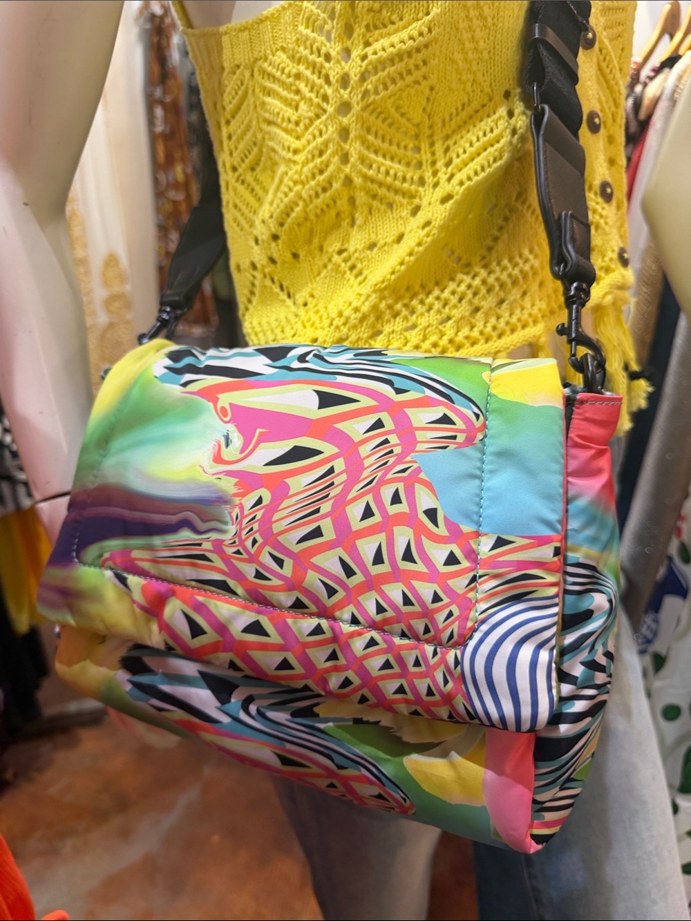 Desigual Multicolor Graphic Print Crossbody Bag with Black Strap